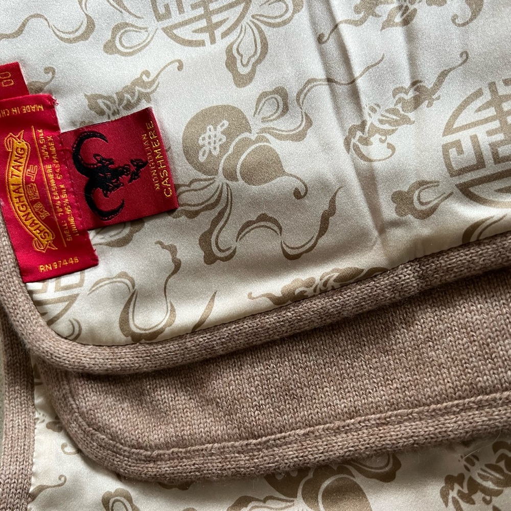 Shanghai Tang Beige Cashmere Scarf